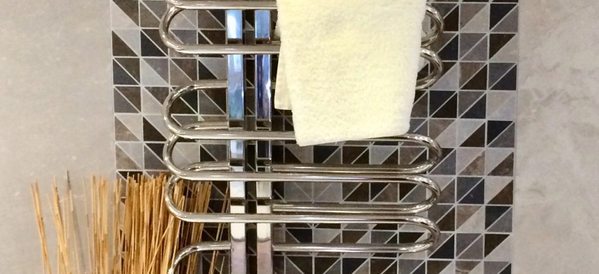 Bisque Orbit towel radiator from Wharf Design